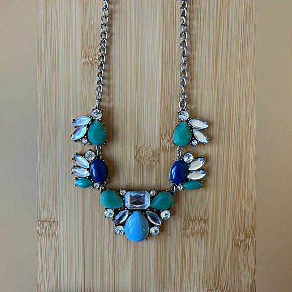 Etcetera Green Blue  Vintage Style Rhinestone Chunky Statement‎ Necklace - Picture 1 of 4